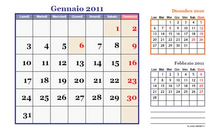 Per scaricare il PDF di Calendario 2011 mensile orizzontale clicca qui 