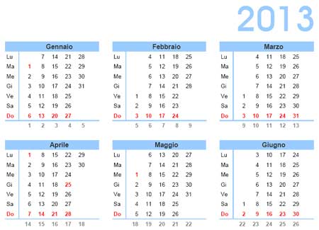 2013 Calendar on Vai Alla Pagina Dei Calendari Annuali 2013