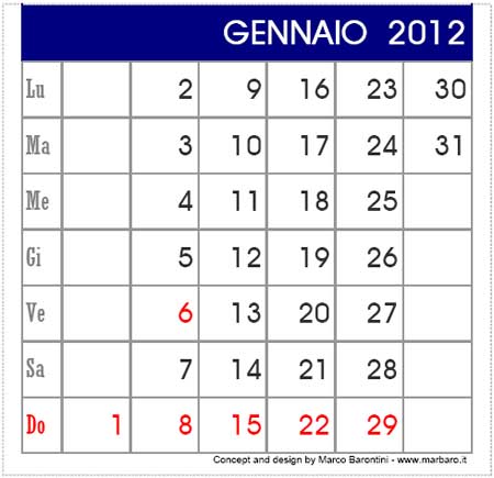  il PDF del Calendario 2012 da tavolo clicca qui (file .pdf, 30Kb