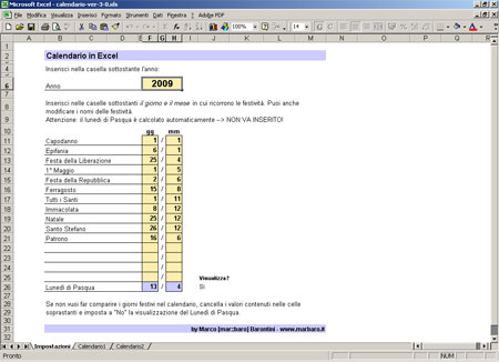 calendario excel