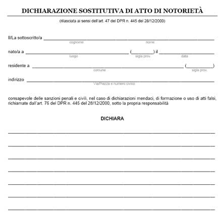 Autocertificazione di certificazione di nascita generale