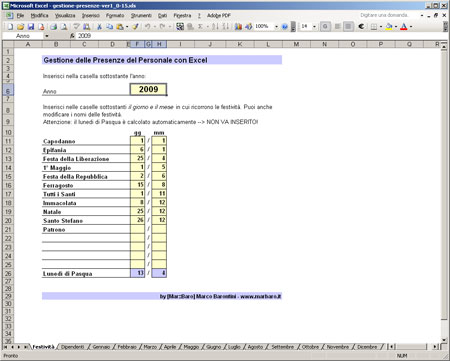 Gestione Presenze Excel