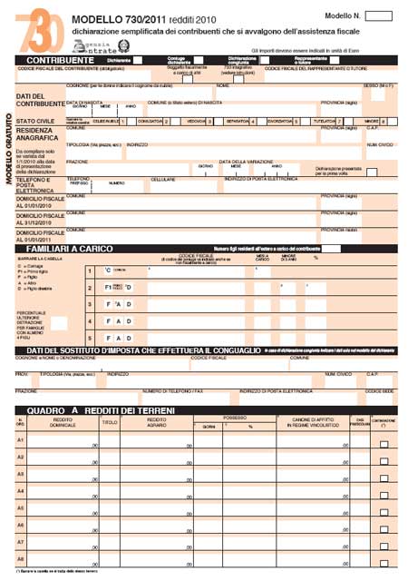 modulo 730 da scaricare
