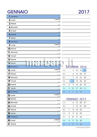 Calendario celeste 2017 mensile