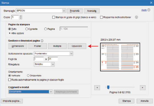 Come stampare l'agenda 2026 in formato A5