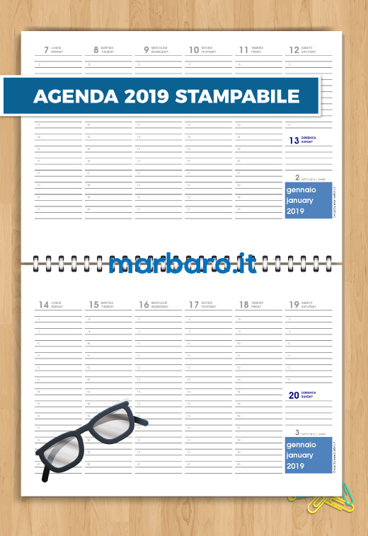 Agenda 19 Stampabile Agenda Da Tavolo Settimanale In Pdf