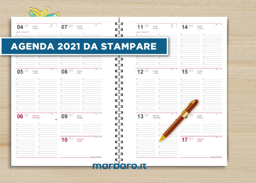 Agenda 21 Da Stampare Settimanale Scarica Gratis Il Pdf