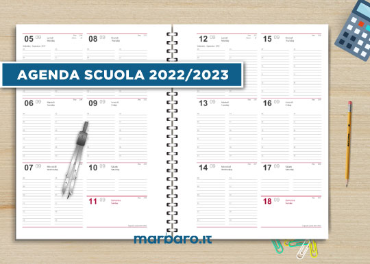 Agenda 2022/2023 per la scuola settimanale da stampare