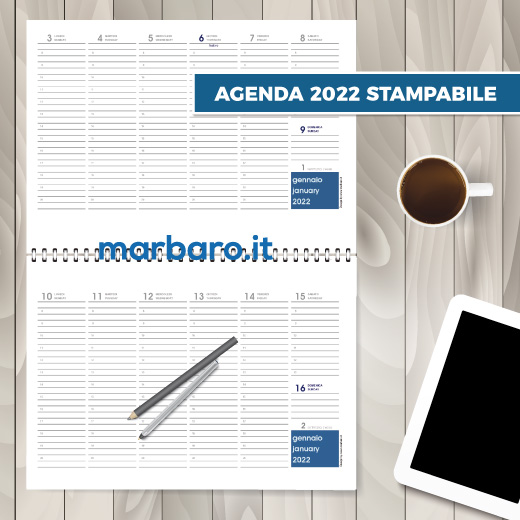 Agenda 2022 in PDF stampabile planning