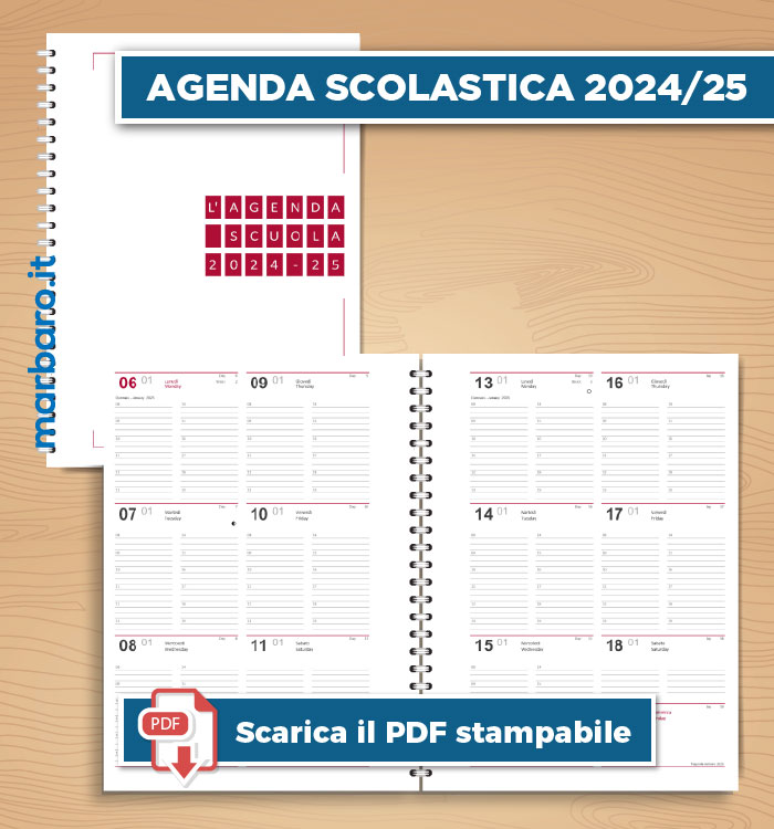Agenda 2024/2025 per la scuola da stampare
