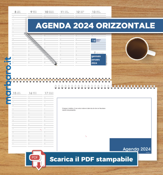 Agenda 2024 da tavolo orizzontale PDF stampabile