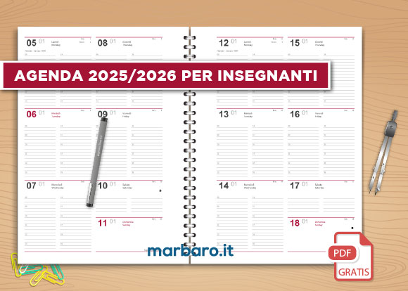 Agenda 2025/2026 per insegnanti professori docenti da stampare