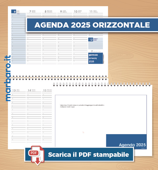 Agenda 2025 da tavolo orizzontale PDF stampabile