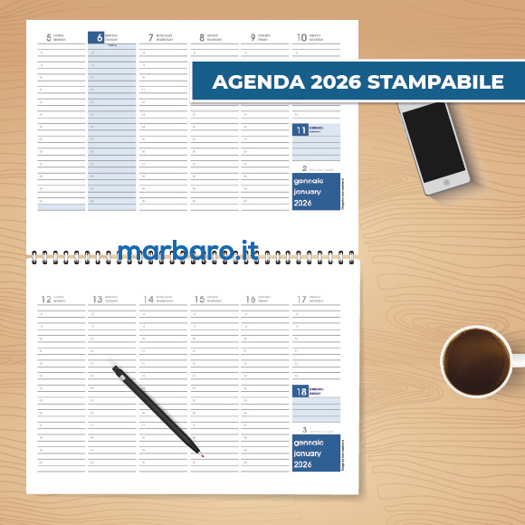 Agenda 2026 da tavolo PDF stampabile