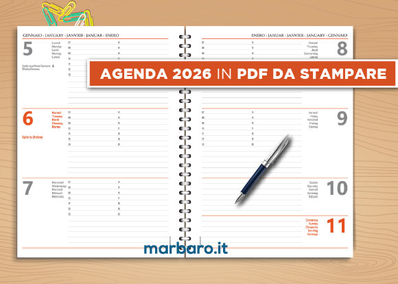 Agenda 2026 settimanale in PDF stampabile Agenda 2026 settimanale in PDF stampabile