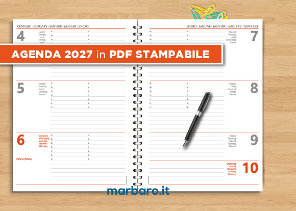 Agenda 2027 settimanale in PDF stampabile