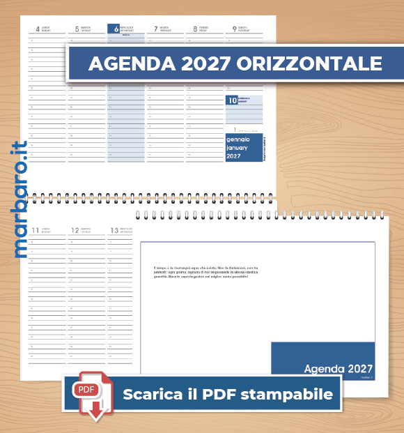 Agenda 2027 settimanale orizzontale da stampare Agenda 2027 settimanale orizzontale da stampare