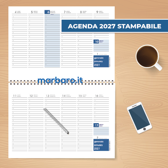 Agenda 2027 stampabile in A4 orizzontale Agenda 2027 stampabile in A4 orizzontale