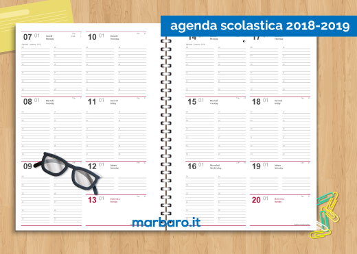 Agenda per l'anno scolastico 2018-2019 da stampare