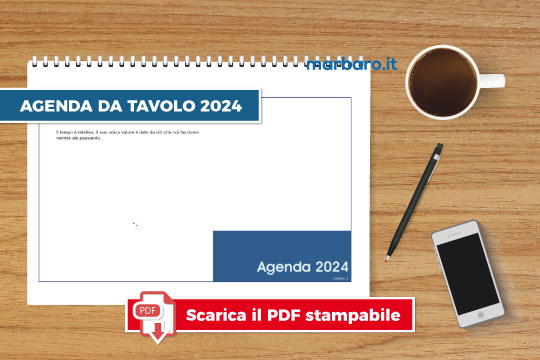 Agenda 2024 da tavolo settimanale orizzontale da stampare