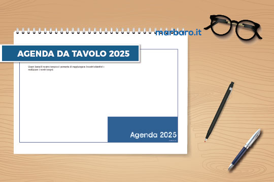 Agenda da tavolo 2025 orizzontale da stampare