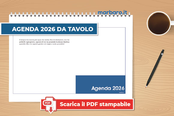 Agenda 2026 da tavolo da stampare