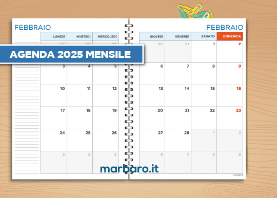 Agenda mensile 2025 in PDF stampabile