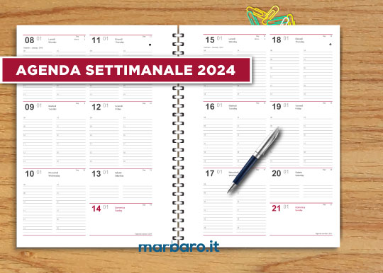  Agenda Giornaliera: A4, Vista Verticale, 12 mesi, italiano  grande, Un giorno per pagina