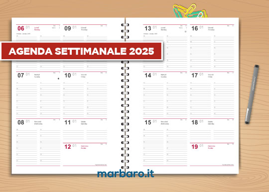 Agenda settimanale 2025 PDF stampabile