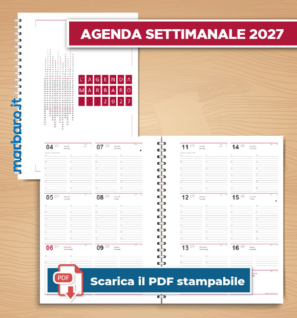 Agenda settimanale 2027 da stampare Agenda settimanale 2027 da stampare