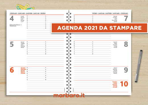 Agenda Settimanale Verticale 21 In Formato Da Stampare