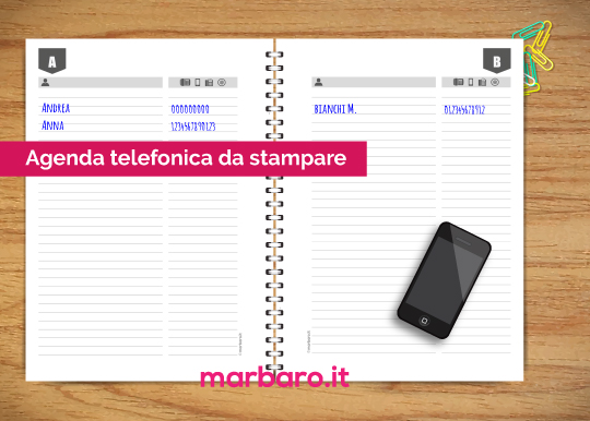 mensual cuatro veces Pasto Agenda telefonica da stampare: scarica gratis l'agenda in PDF