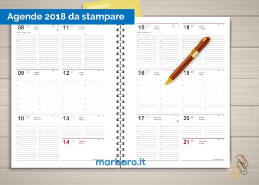 Agende Da Stampare Settimanali E Da Tavolo Da Scaricare In Pdf