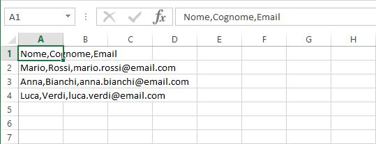 Aprire file CSV con Excel non funziona