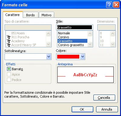 Impostare il formato delle celle Excel
