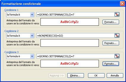 Creare calendario con la Formattazione Condizionale Excel