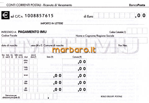 Bollettino IMU da compilare
