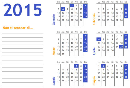 Calendario annuale 2015 gratis