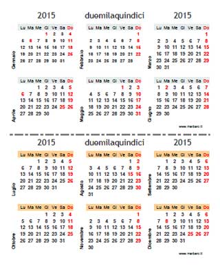 Calendario 2015 compatto