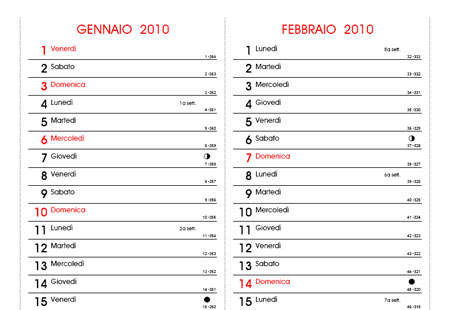 Calendario con fasi lunari