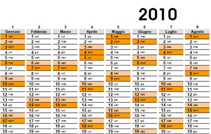 Calendario planning 2010