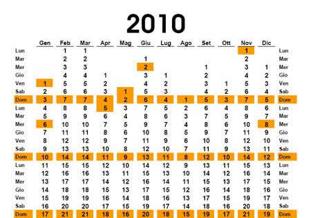 Calendario 2010 annuale