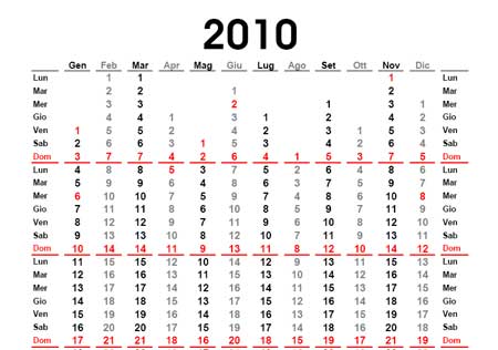 Calendario 2010 da scaricare