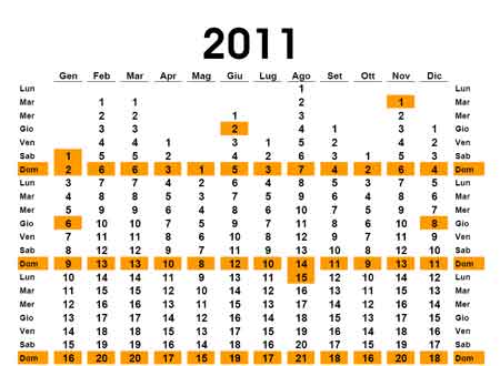 Calendari 2011 annuali