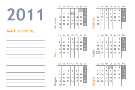 Calendario annuale 2011