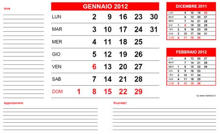 Calendario gratis 2012
