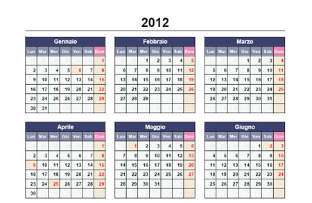 Calendario annuale 2012 gratis