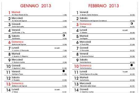 Calendario 2013 con i santi