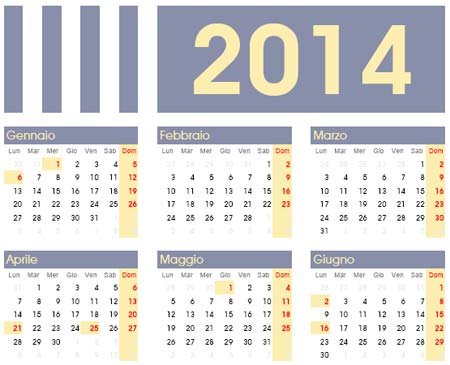 Calendario anno 2014
