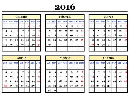 Calendario gratis 2016
